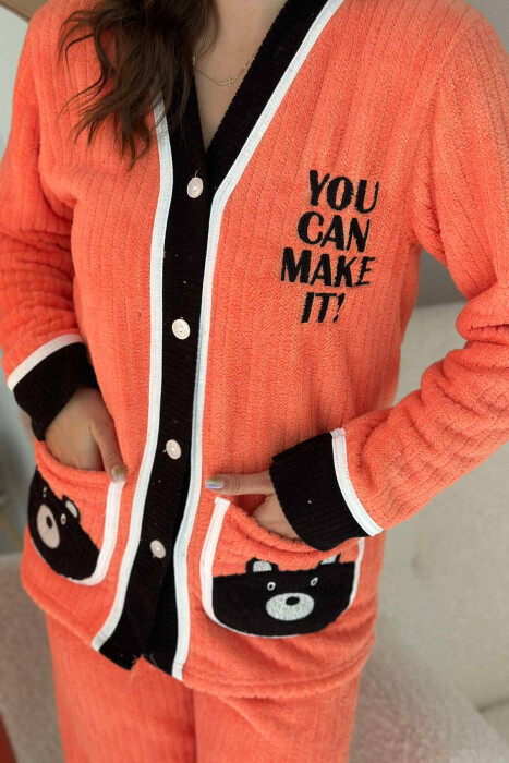 WRITTINGS BUTTONS WOMAN PYJAMAS ORANGE/PORTOKALLI - 4