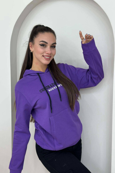 WRITTINGS COTTON HOOD WOMAN HOODIE PURPLE/LEJLA 