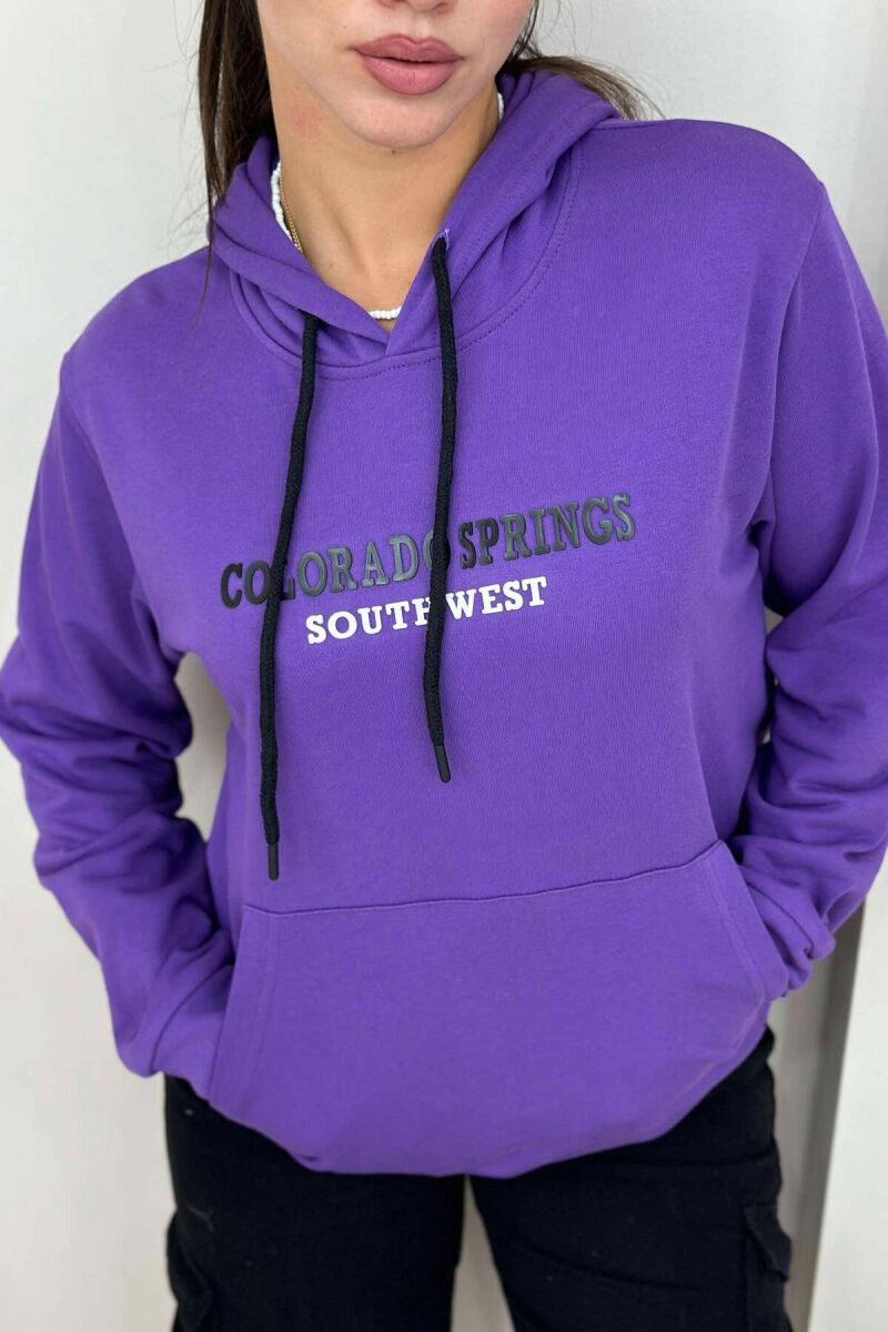 WRITTINGS COTTON HOOD WOMAN HOODIE PURPLE/LEJLA - 3