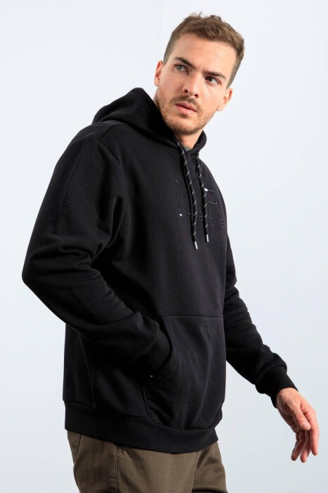 WRITTINGS COTTON MEN HOODIE BLACK/ E ZEZE - 2