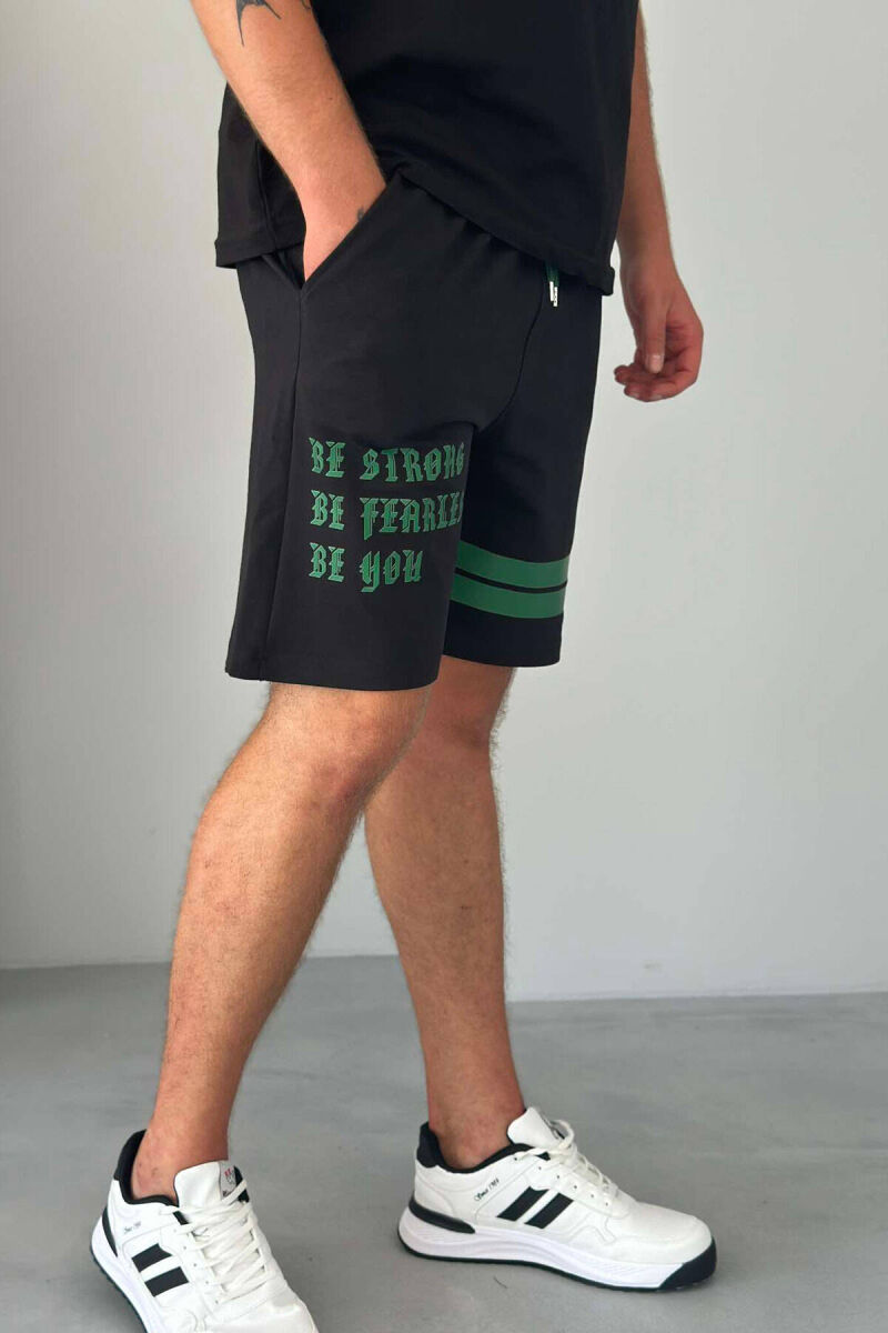 WRITTINGS COTTON MEN SHORT SWEATPANTS BLACK/ E ZEZE - 2