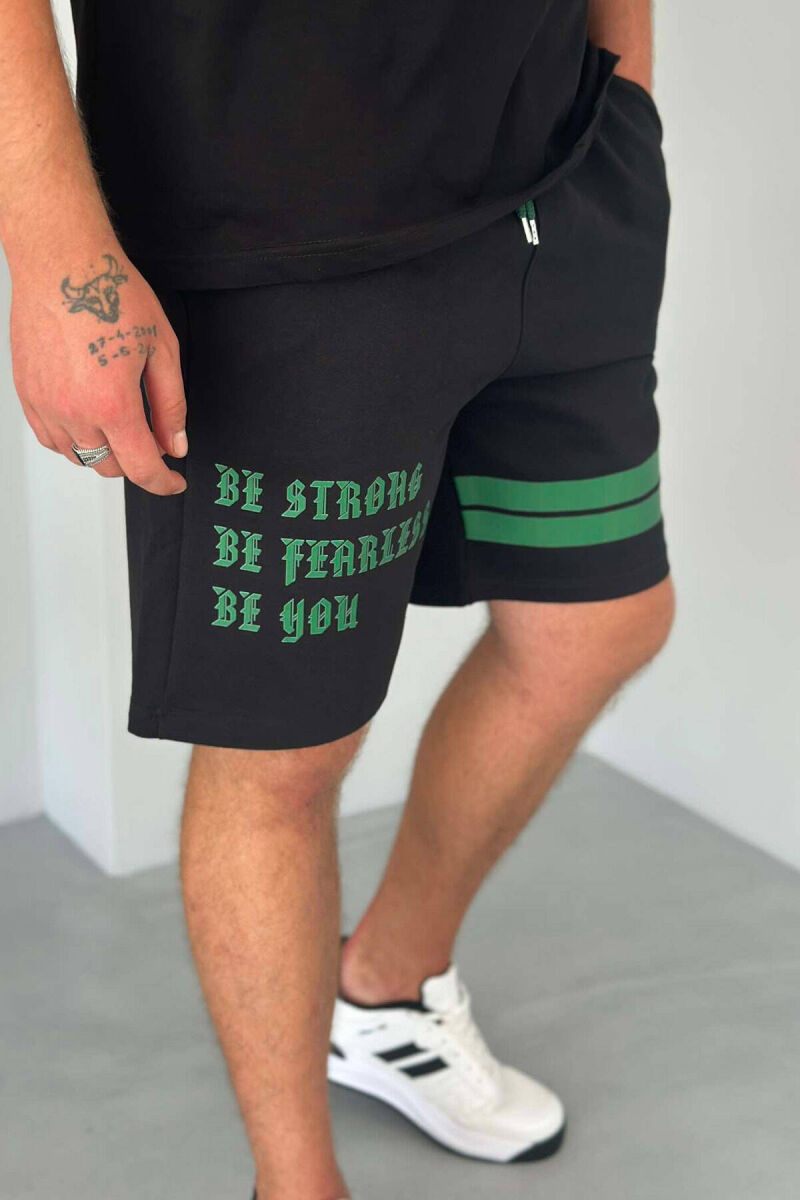 WRITTINGS COTTON MEN SHORT SWEATPANTS BLACK/ E ZEZE - 4