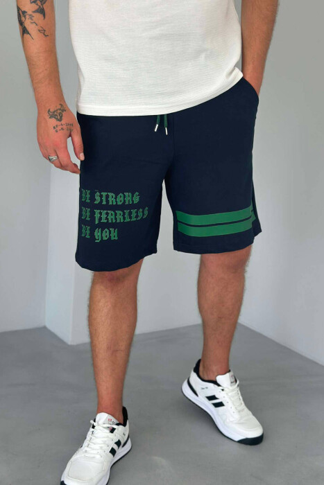 WRITTINGS COTTON MEN SHORT SWEATPANTS DARK BLUE/BEE 