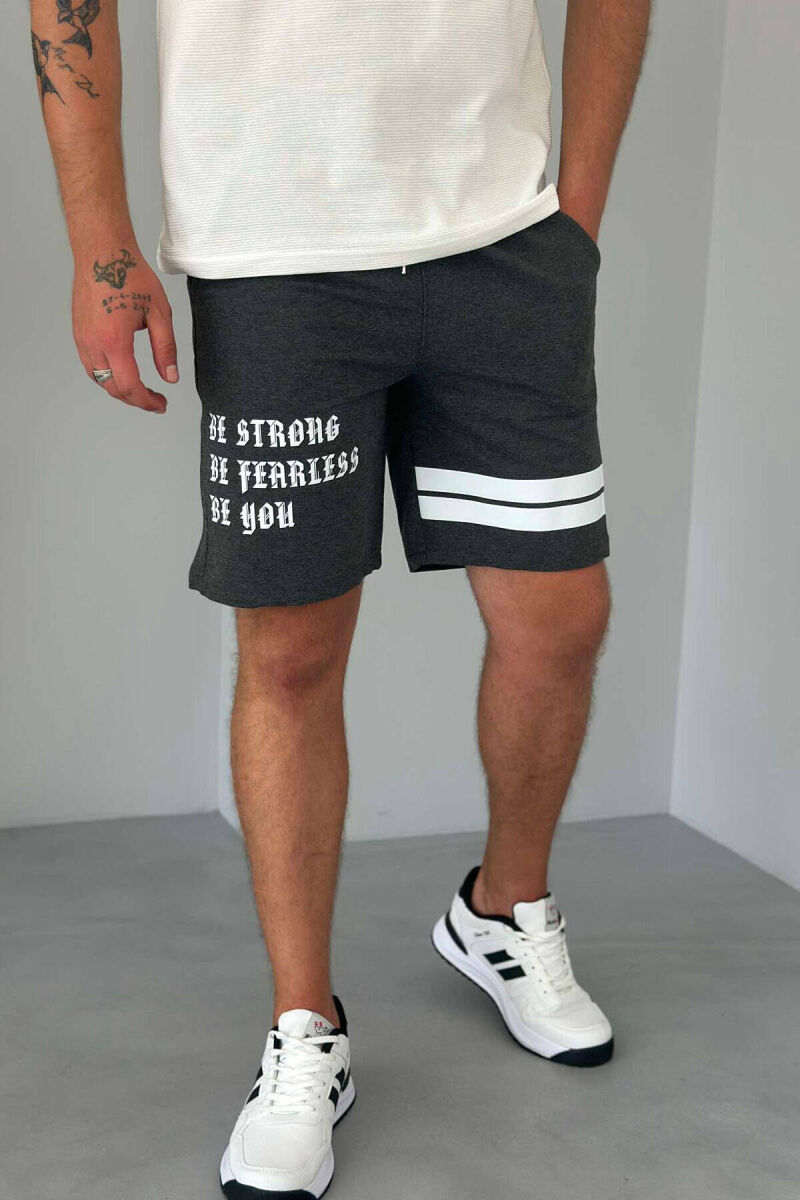 WRITTINGS COTTON MEN SHORT SWEATPANTS DARK GREY/GEE - 1