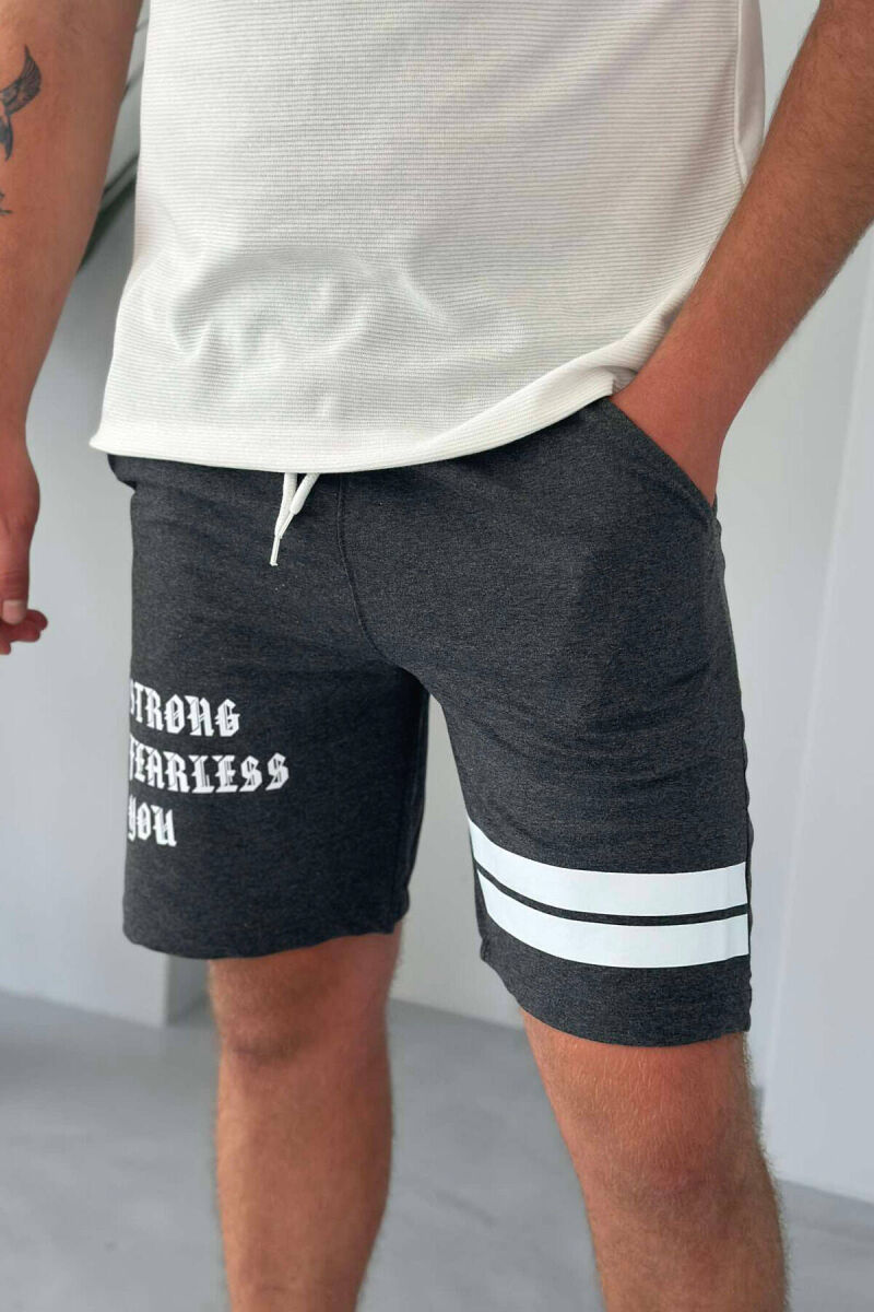 WRITTINGS COTTON MEN SHORT SWEATPANTS DARK GREY/GEE - 2