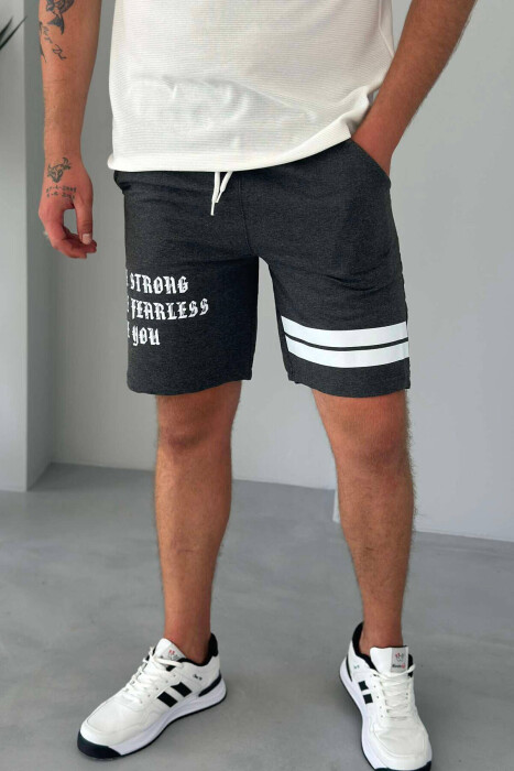 WRITTINGS COTTON MEN SHORT SWEATPANTS DARK GREY/GEE - 4