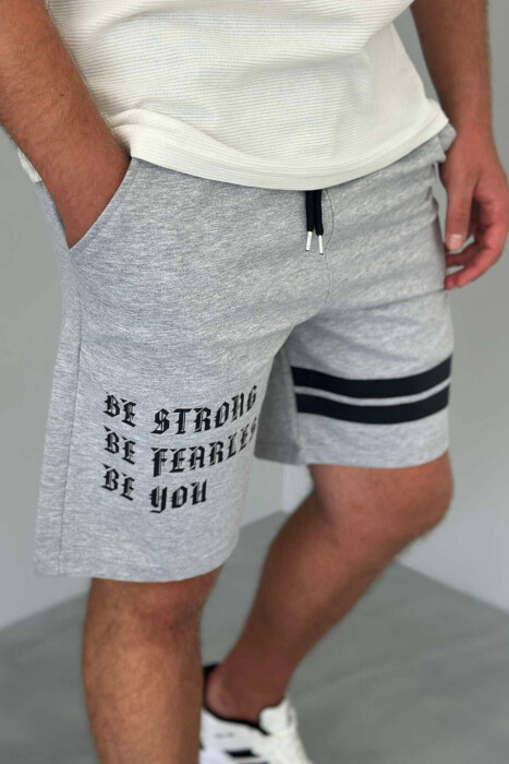 WRITTINGS COTTON MEN SHORT SWEATPANTS GREY/GRI - 4