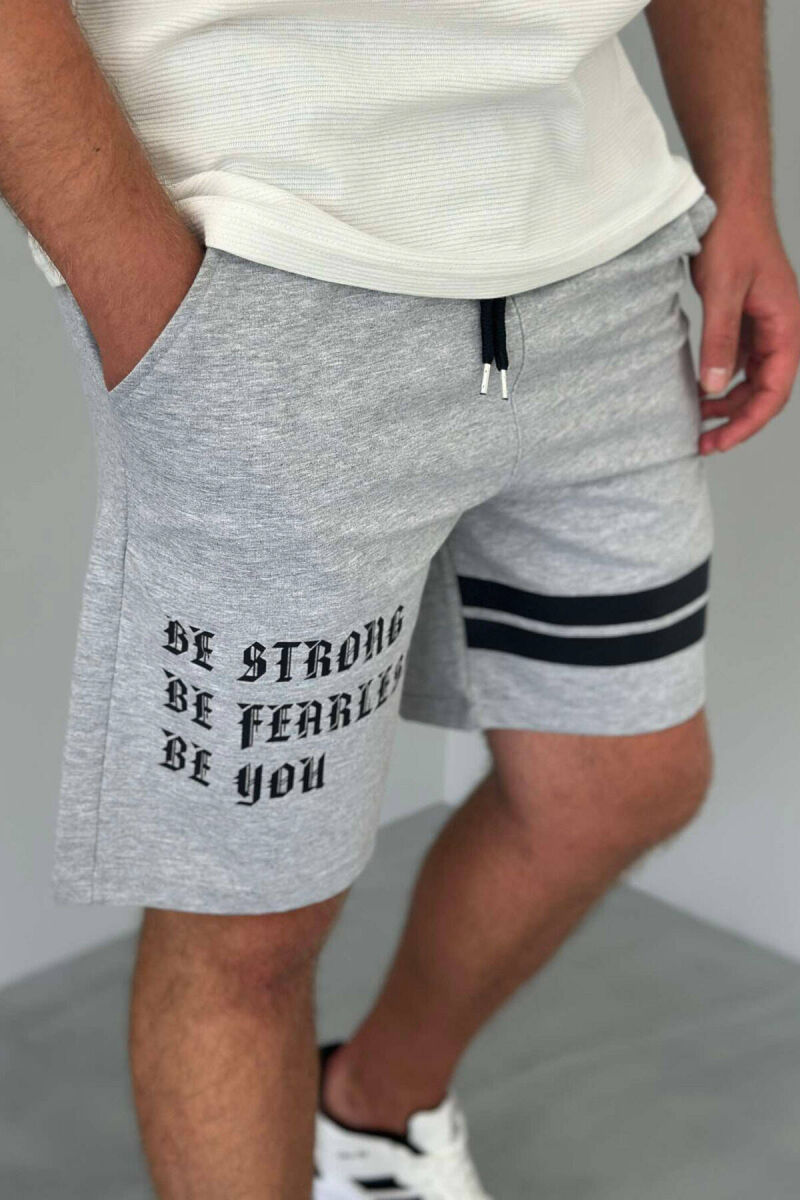 WRITTINGS COTTON MEN SHORT SWEATPANTS GREY/GRI - 4