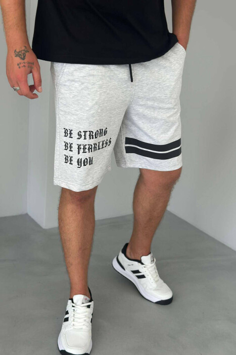 WRITTINGS COTTON MEN SHORT SWEATPANTS LIGHT GREY/GZ 