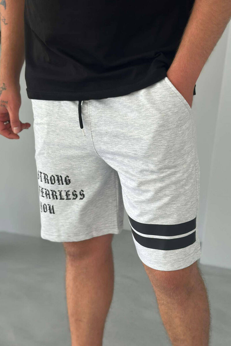 WRITTINGS COTTON MEN SHORT SWEATPANTS LIGHT GREY/GZ - 3