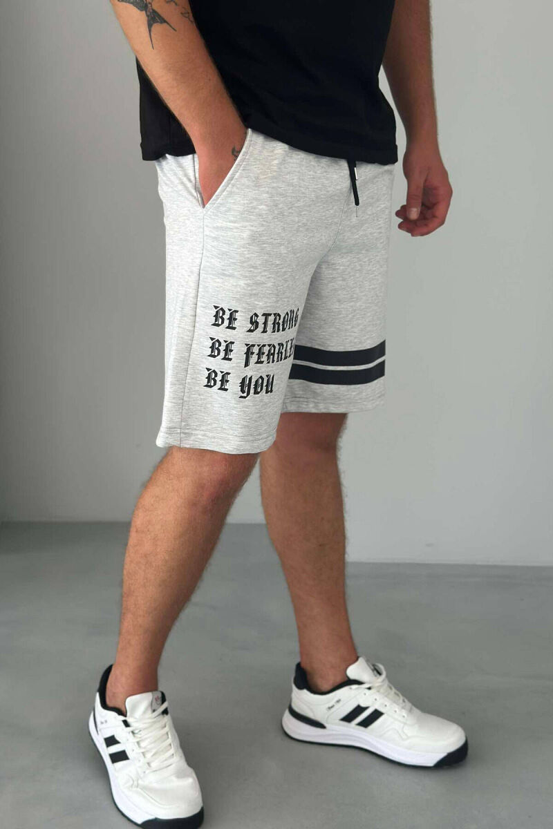 WRITTINGS COTTON MEN SHORT SWEATPANTS LIGHT GREY/GZ - 4