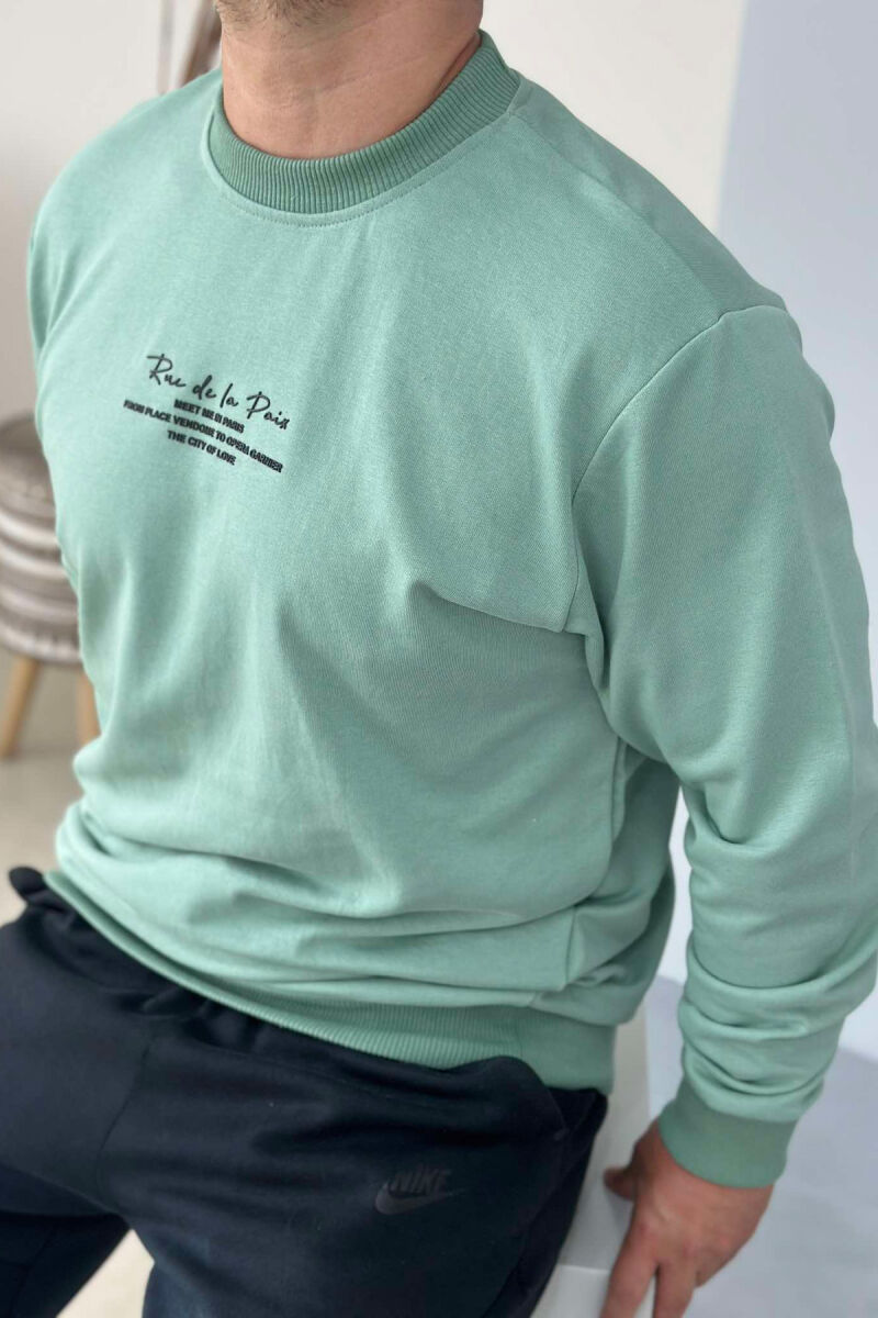 WRITTINGS COTTON MEN SWEATSHIRT MINT/MENTE - 3