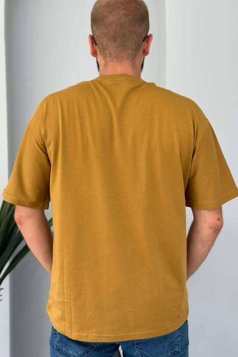 WRITTINGS COTTON MEN T-SHIRT LIGHT BROWN/KAZB - 3