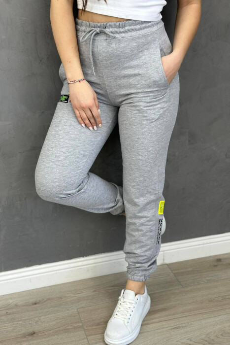 WRITTINGS COTTON WOMAN SWEATPANTS LIGHT GREY/GZ - KLAUDIO FASHION