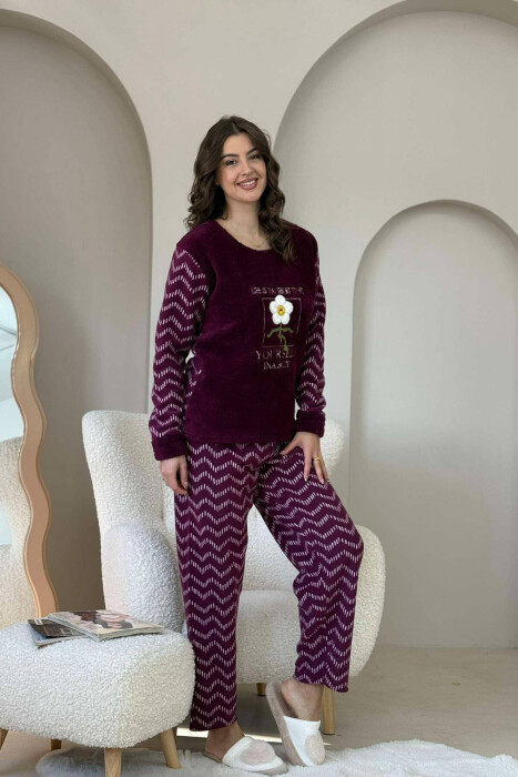 WRITTINGS FLOWER WOMAN PYJAMAS IN BURGUNDY COLOR - 1