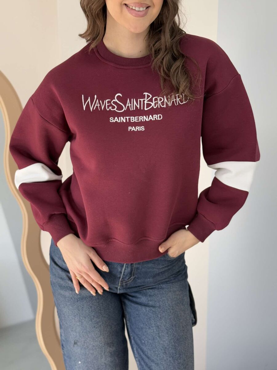 WRITTINGS FLUFFY WOMEN SWEATSHIRT BURGUNDY/VISHNJE - 2