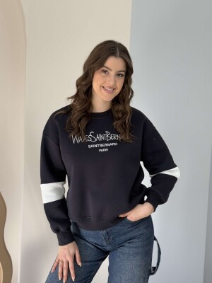 WRITTINGS FLUFFY WOMEN SWEATSHIRT DARK BLUE/BEE 