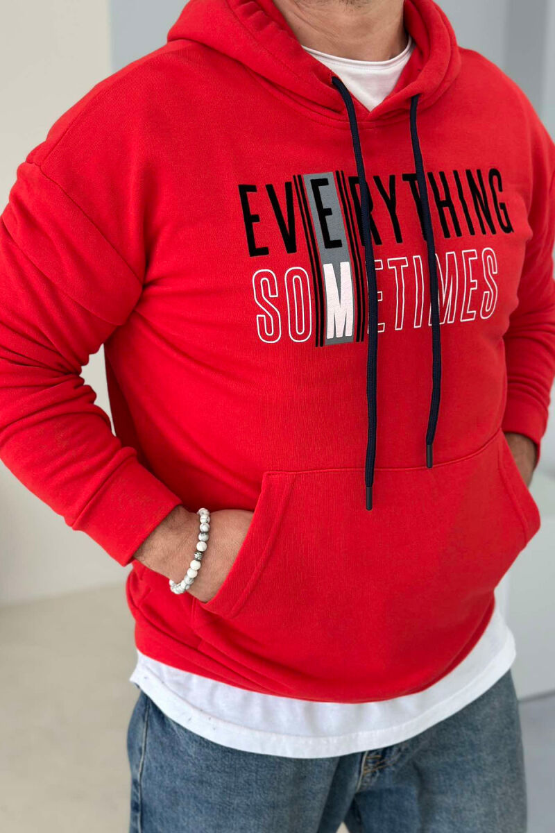 WRITTINGS HOOD COTTON MEN HOODIE RED/E KUQE - 1