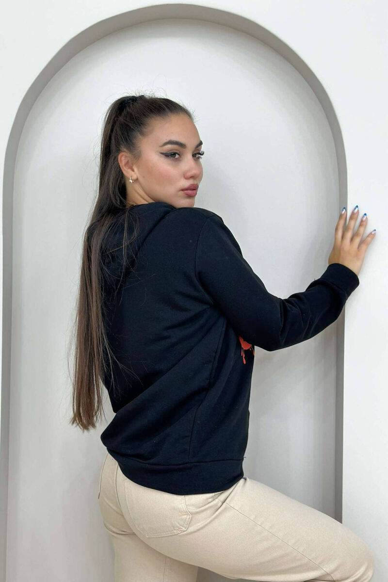 WRITTINGS HOOD COTTON WOMAN HOODIE BLACK/ E ZEZE - 2