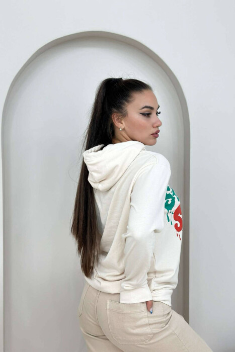 WRITTINGS HOOD COTTON WOMAN HOODIE CREAM/KREM - 2