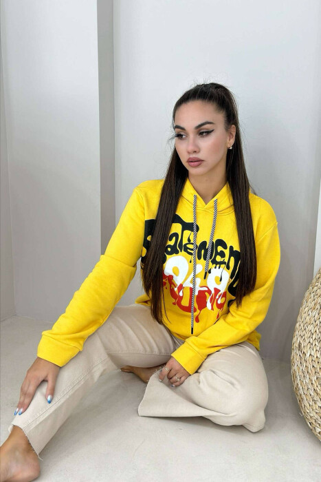 WRITTINGS HOOD COTTON WOMAN HOODIE YELLOW/E VERDHE - 2