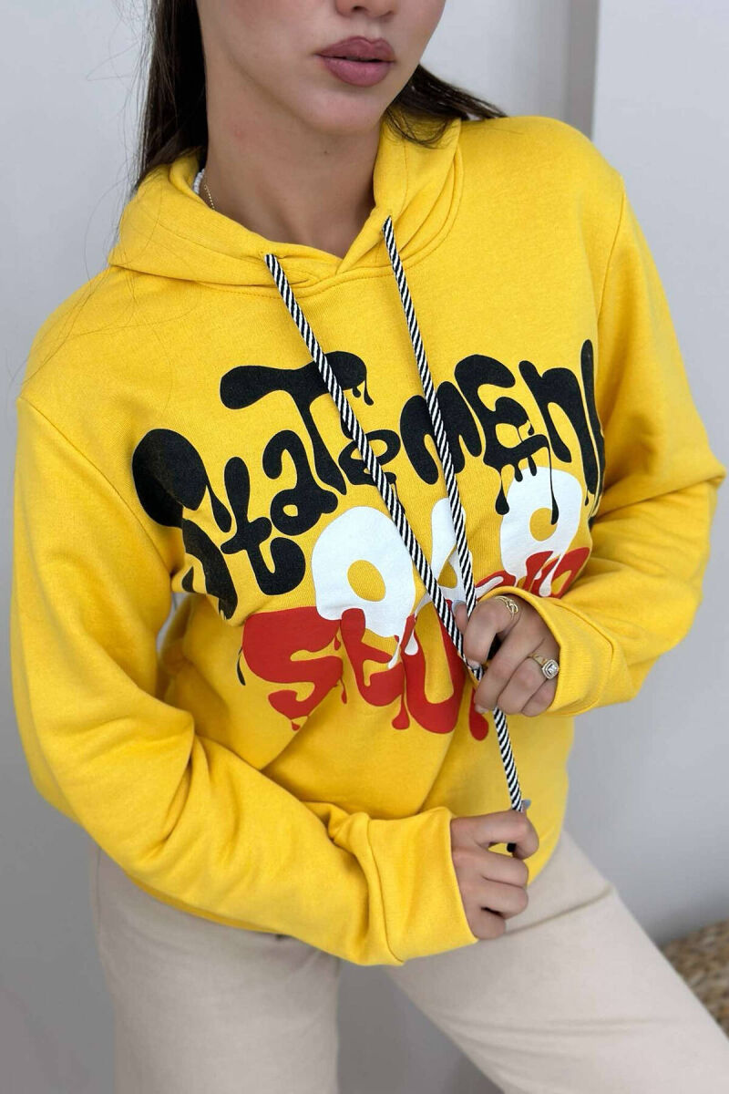 WRITTINGS HOOD COTTON WOMAN HOODIE YELLOW/E VERDHE - 3