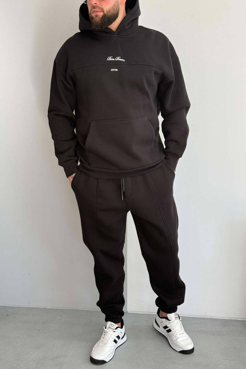 WRITTINGS HOODED MEN FLUFFY SET BLACK/ E ZEZE - 1