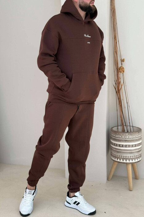 WRITTINGS HOODED MEN FLUFFY SET BROWN/KAFE - 4