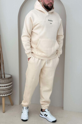 WRITTINGS HOODED MEN FLUFFY SET CREAM/KREM 