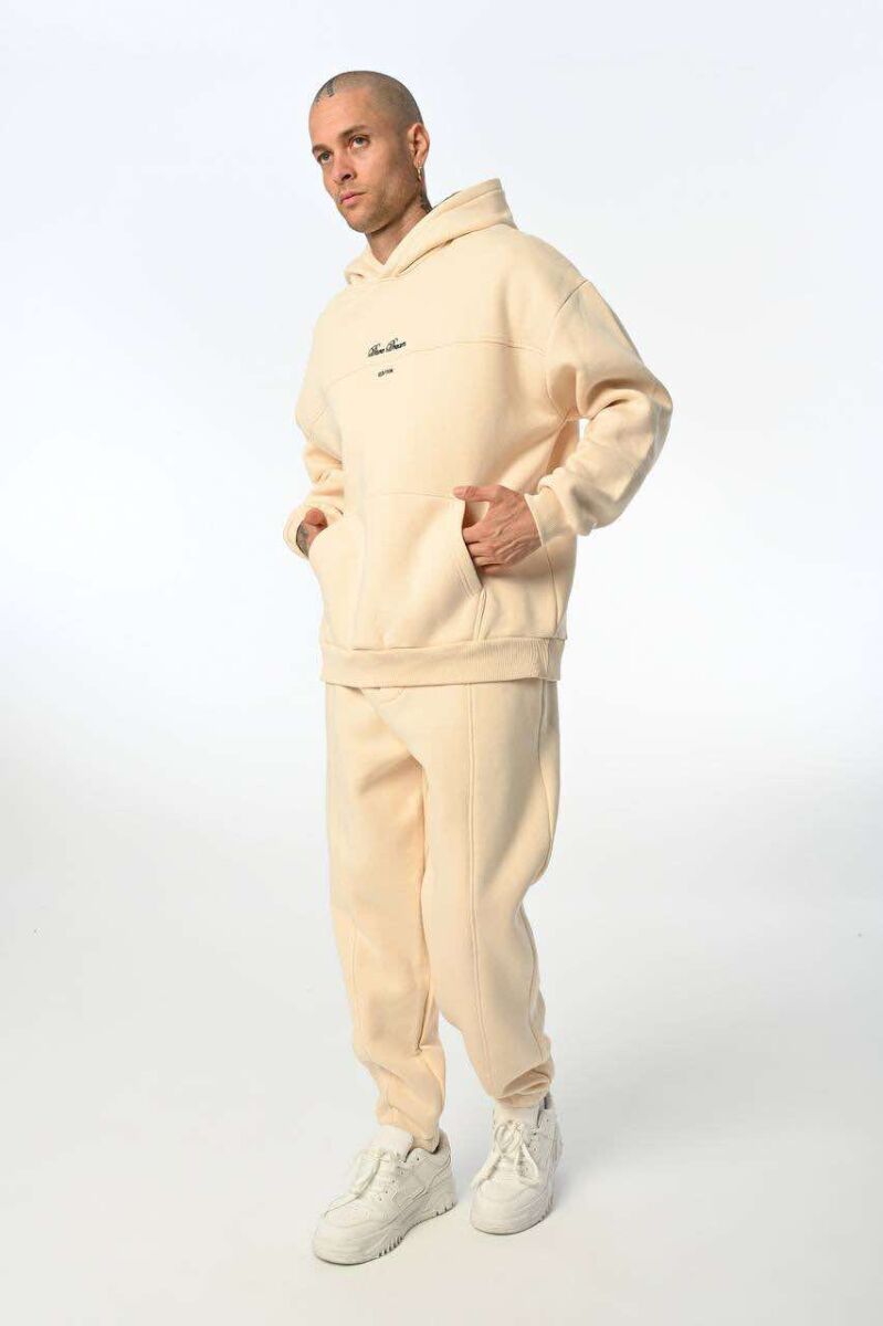 WRITTINGS HOODED MEN FLUFFY SET CREAM/KREM - 2