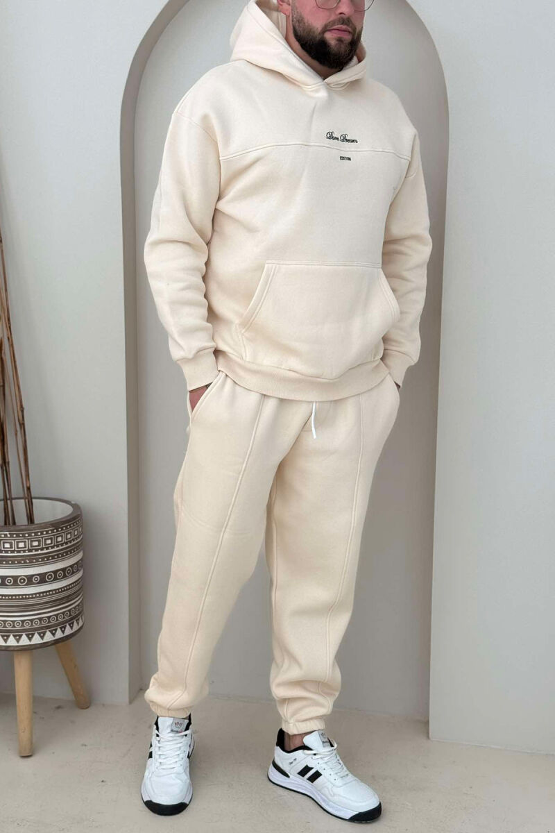 WRITTINGS HOODED MEN FLUFFY SET CREAM/KREM - 1