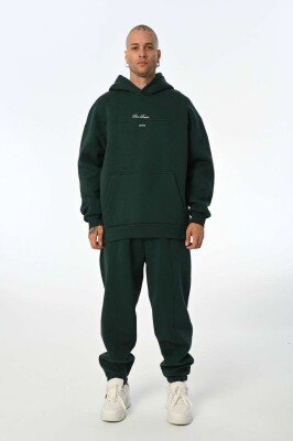 WRITTINGS HOODED MEN FLUFFY SET DARK GREEN/JEE 