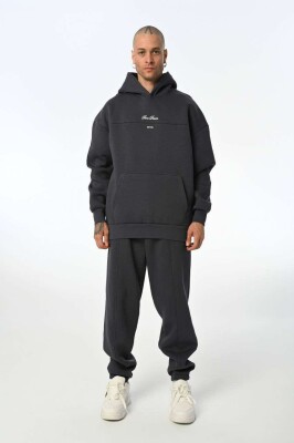 WRITTINGS HOODED MEN FLUFFY SET DARK GREY/GEE 