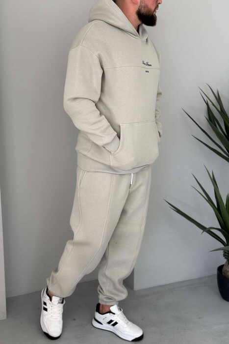 WRITTINGS HOODED MEN FLUFFY SET LIGHT GREY/GZ - 3