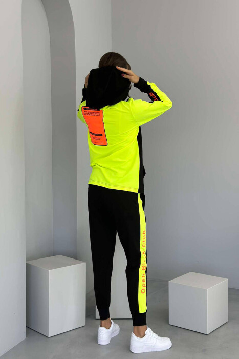 WRITTINGS HOODIE+JOGGERS WOMEN SET BLACK-NEON/ZENEO - 2