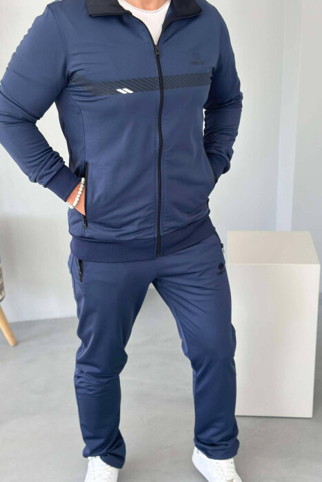 WRITTINGS JACKET+SWEATPANTS ONE COLOR MEN SET BLUE/BLU - 2