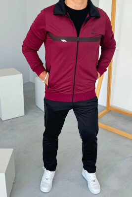 WRITTINGS JACKET+SWEATPANTS ONE COLOR MEN SET BUYRDGUNDY/VISHNJE 