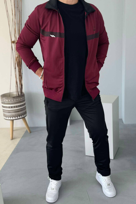 WRITTINGS JACKET+SWEATPANTS ONE COLOR MEN SET BURGUNDY/VISHNJE - 3