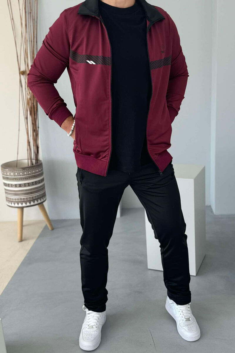 WRITTINGS JACKET+SWEATPANTS ONE COLOR MEN SET BUYRDGUNDY/VISHNJE - 3