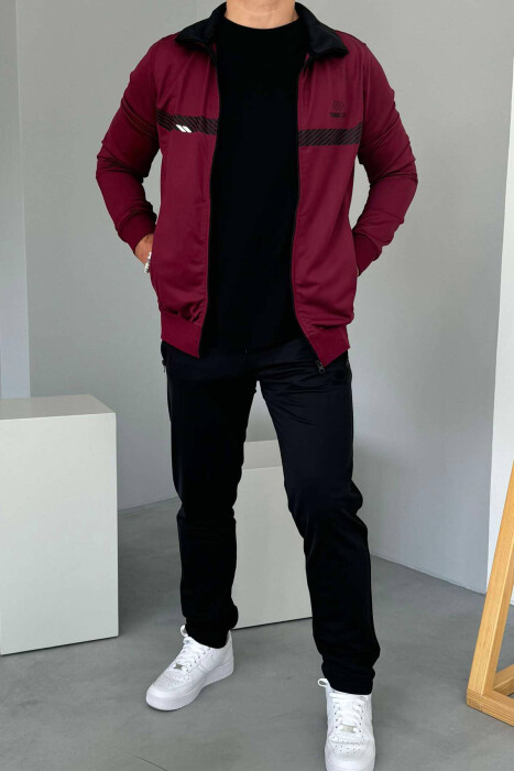 WRITTINGS JACKET+SWEATPANTS ONE COLOR MEN SET BURGUNDY/VISHNJE - 4