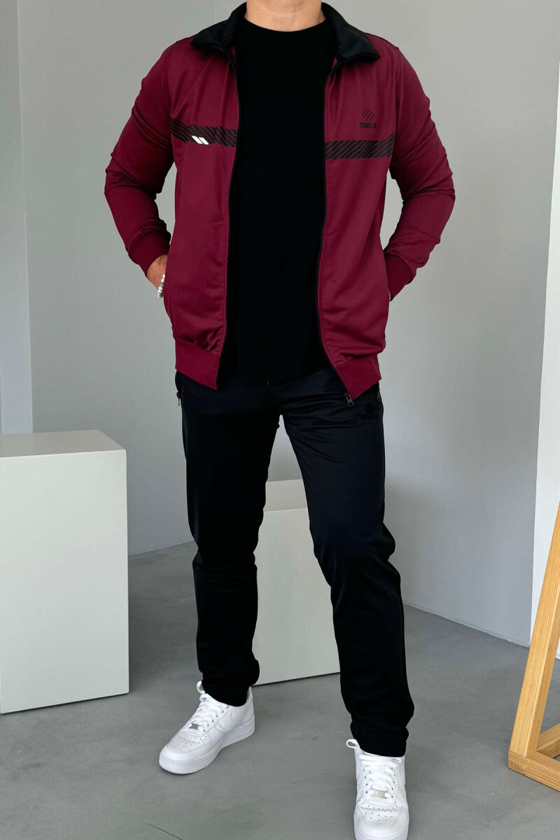 WRITTINGS JACKET+SWEATPANTS ONE COLOR MEN SET BUYRDGUNDY/VISHNJE - 4