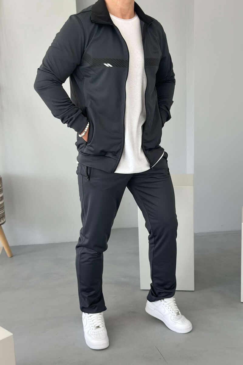 WRITTINGS JACKET+SWEATPANTS ONE COLOR MEN SET DARK GREY/GEE - 1