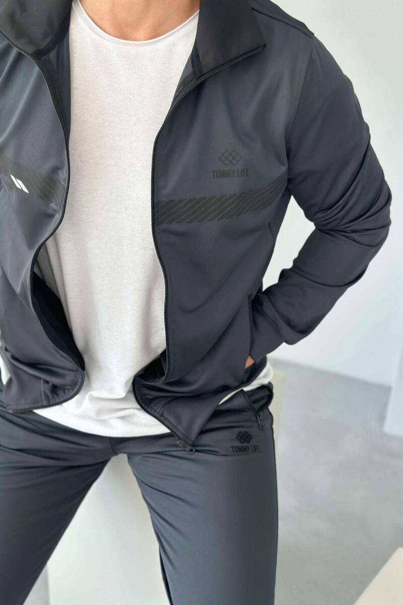 WRITTINGS JACKET+SWEATPANTS ONE COLOR MEN SET DARK GREY/GEE - 3