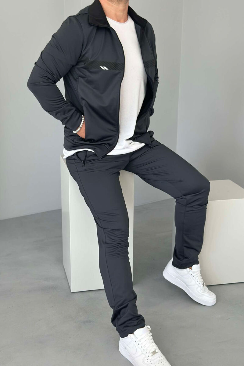 WRITTINGS JACKET+SWEATPANTS ONE COLOR MEN SET DARK GREY/GEE - 4