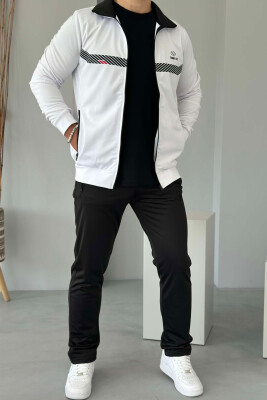 WRITTINGS JACKET+SWEATPANTS ONE COLOR MEN SET WHITE-E BARDHE 