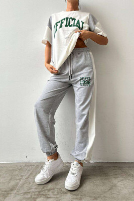 WRITTINGS JOGGERS+T-SHIRT WOMEN SET WHITE-E BARDHE 