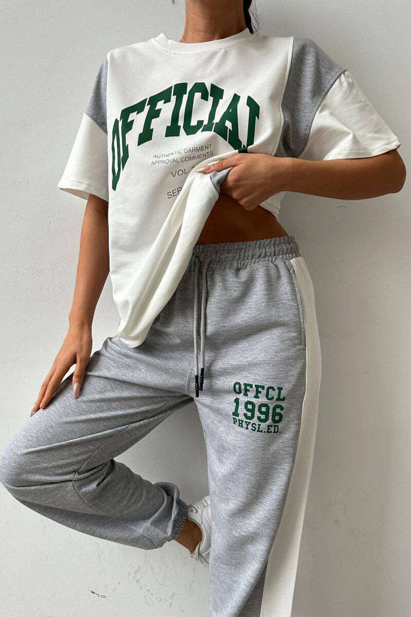 WRITTINGS JOGGERS+T-SHIRT WOMEN SET WHITE-E BARDHE - 2