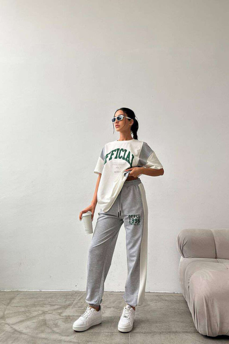 WRITTINGS JOGGERS+T-SHIRT WOMEN SET WHITE-E BARDHE - 3