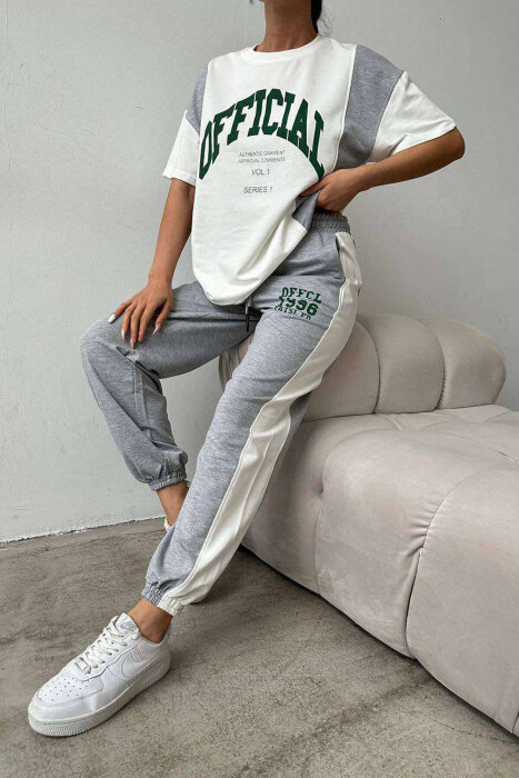 WRITTINGS JOGGERS+T-SHIRT WOMEN SET WHITE-E BARDHE - 5