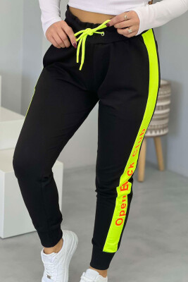 WRITTINGS NEON LINE COTTON WOMAN SWEATPANTS BLACK/ E ZEZE 